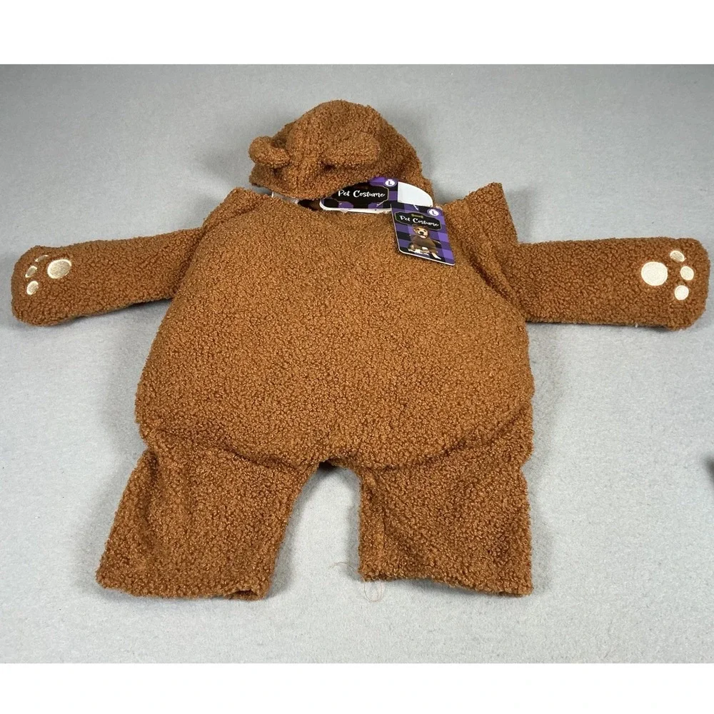 Woof Brown Teddy Bear Dog Costume Size Large Plush Halloween Pet Outfit NWT